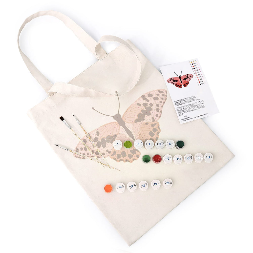Paint by Numbers – DIY Totebag | Pink Leopard Butterfly