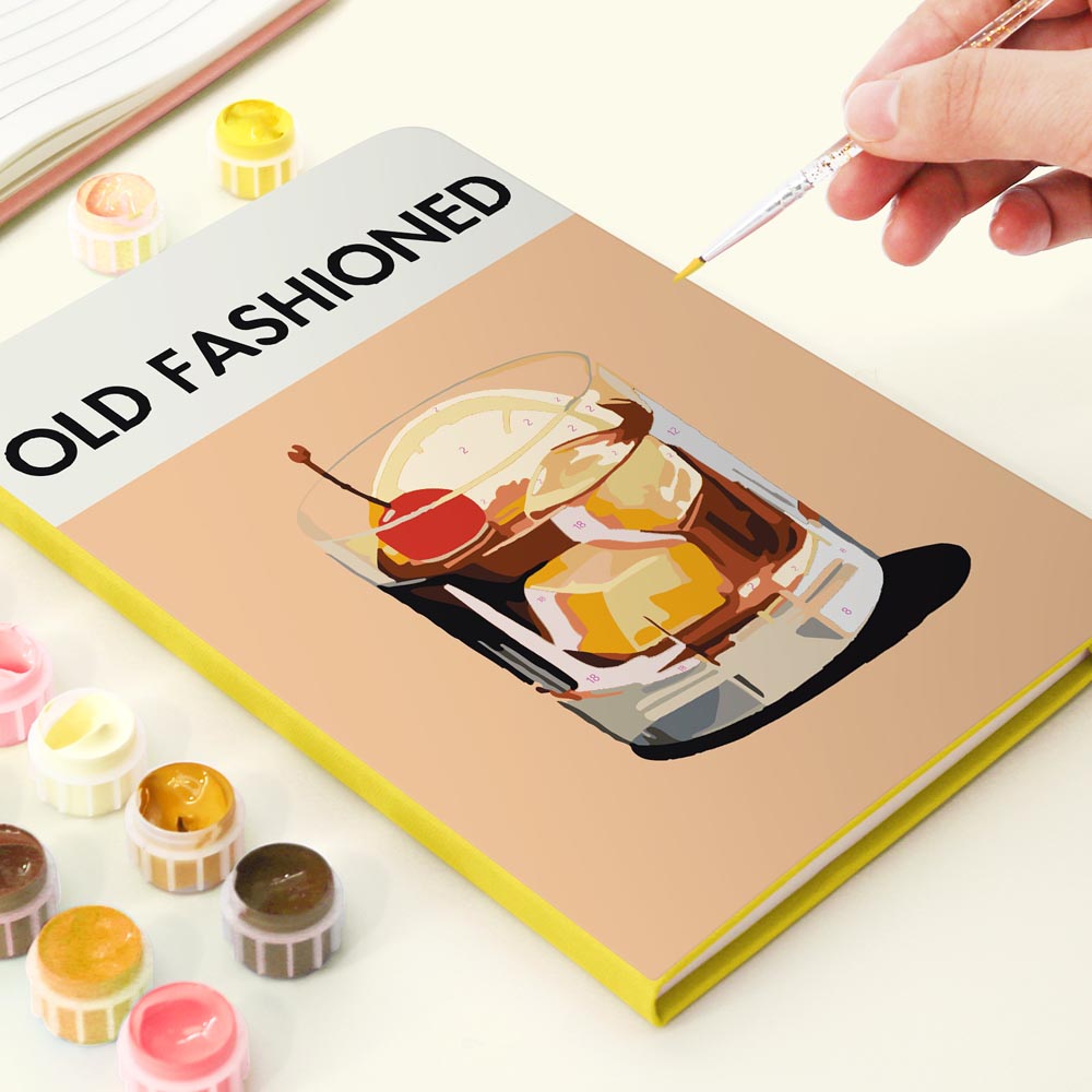 Paint by Numbers Hardcover Journal Notebook - Old Fashioned Cocktail