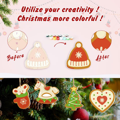 Paint by Numbers – 8 Christmas Ornaments – Mittens, Rocking Horse & Holiday Treats Set