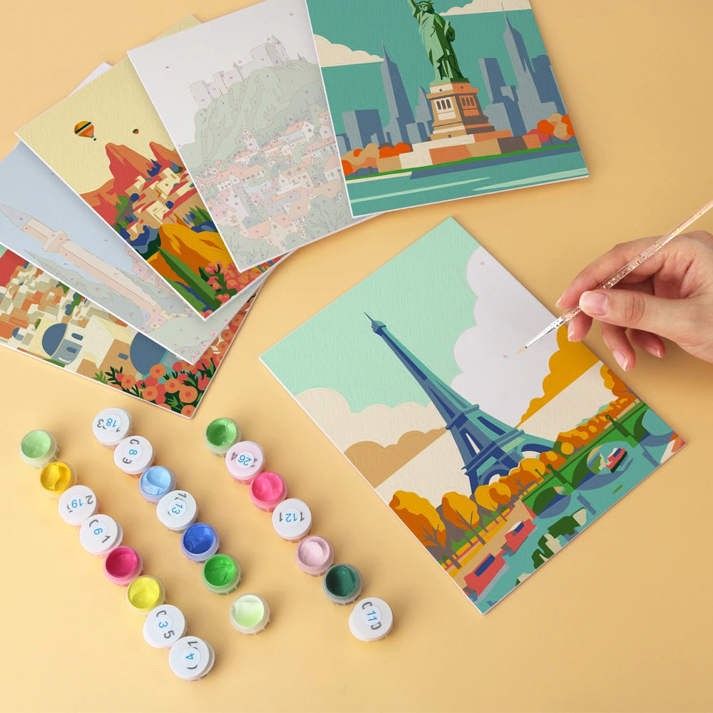 Paint by Numbers – 6 Mini Paintings | City Landmark Skylines