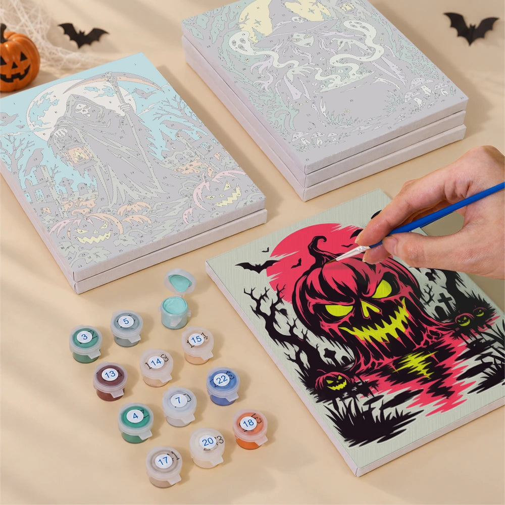 Paint by Numbers – 6 Mini Paintings | Dark Gothic Horror Set