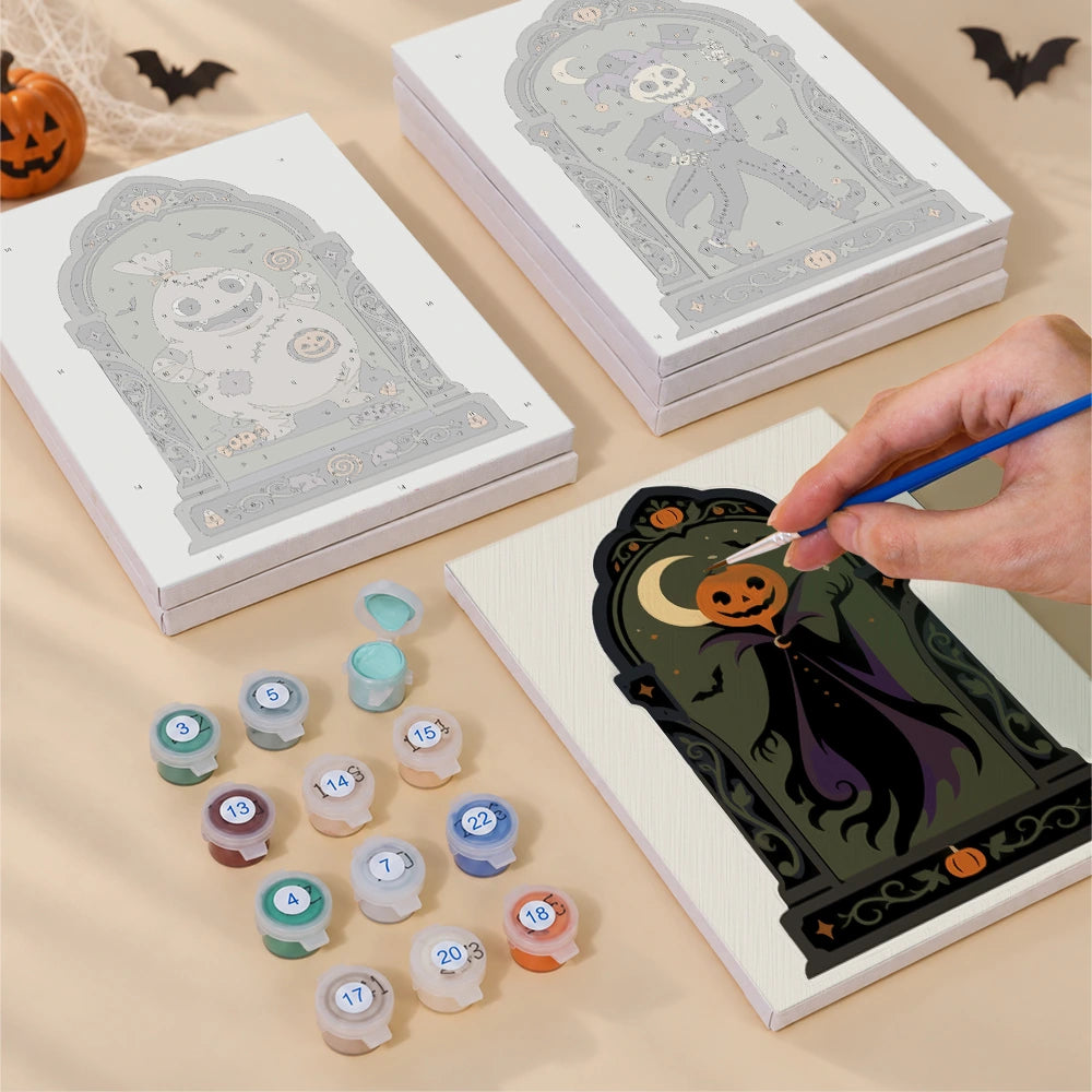 Paint by Numbers – 6 Mini Paintings | Gothic Arch Halloween Portraits Set