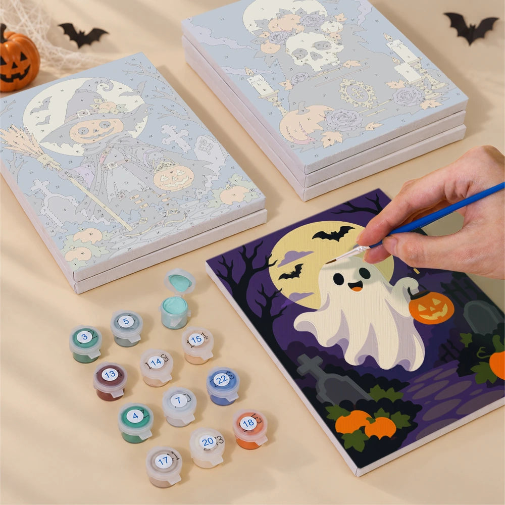 
Paint by Numbers – 6 Mini Paintings | Gothic Graveyard Night Set