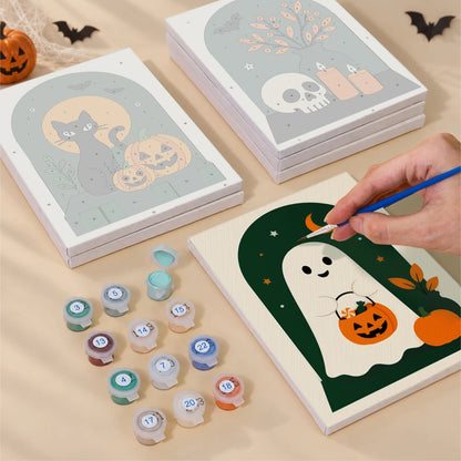 Paint by Numbers – 6 Mini Paintings | Green Arch Halloween Scenes Set