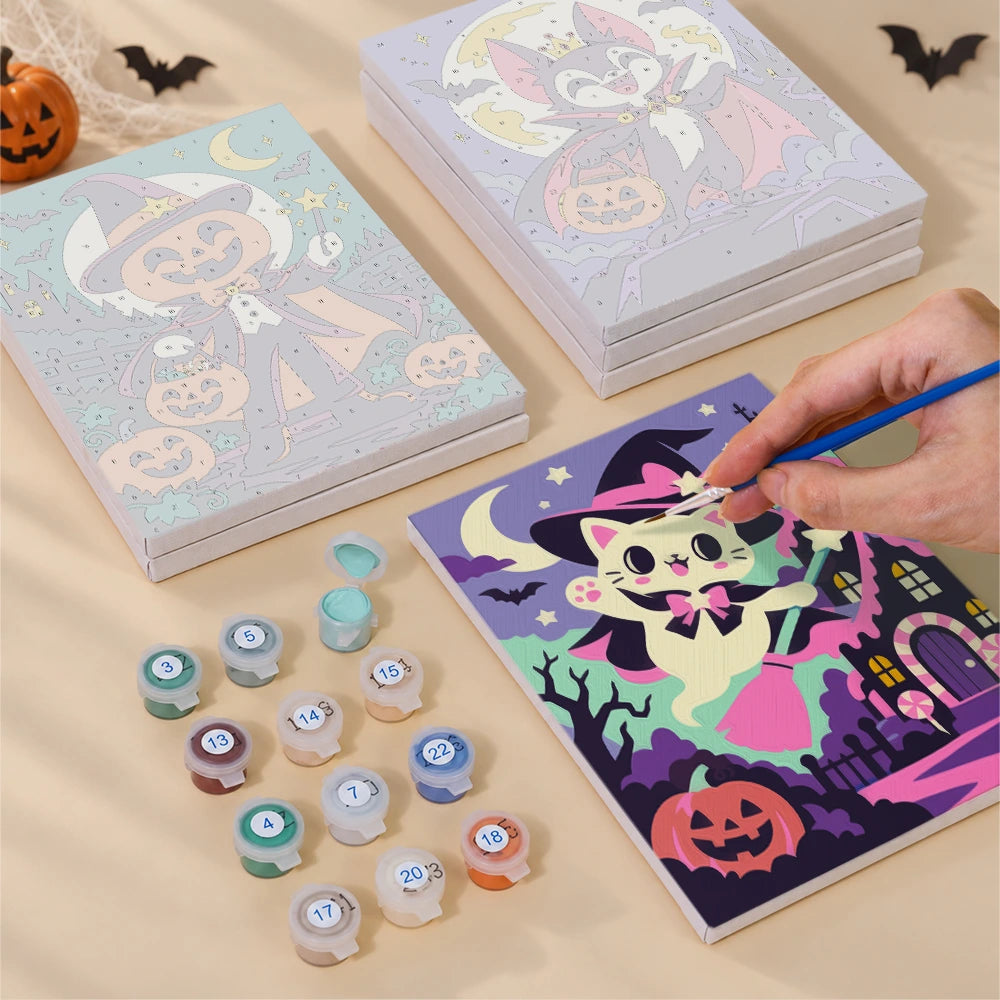Paint by Numbers – 6 Mini Paintings | Halloween Circus Characters Set