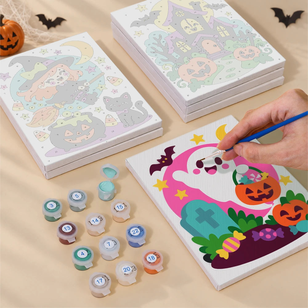 Paint by Numbers – 6 Mini Paintings | Halloween Party Pals Set