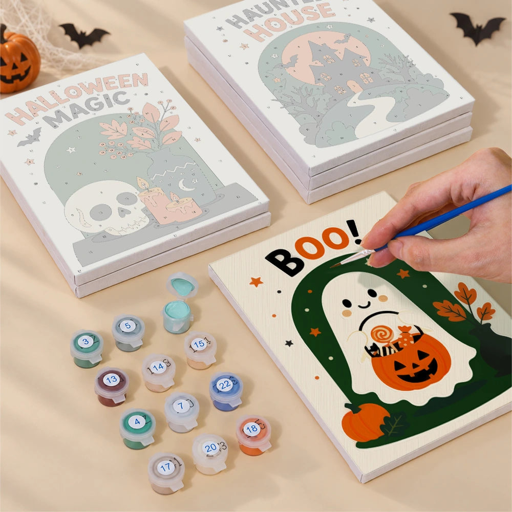 Paint by Numbers – 6 Mini Paintings | Happy Haunting Lettering Set