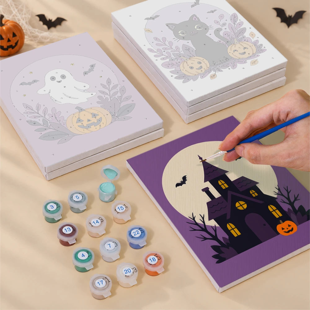 Paint by Numbers – 6 Mini Paintings | Lavender Moon Halloween Set