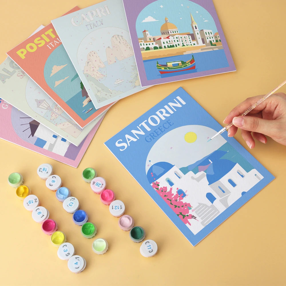 Paint by Numbers – 6 Mini Paintings | Mediterranean Travel Posters