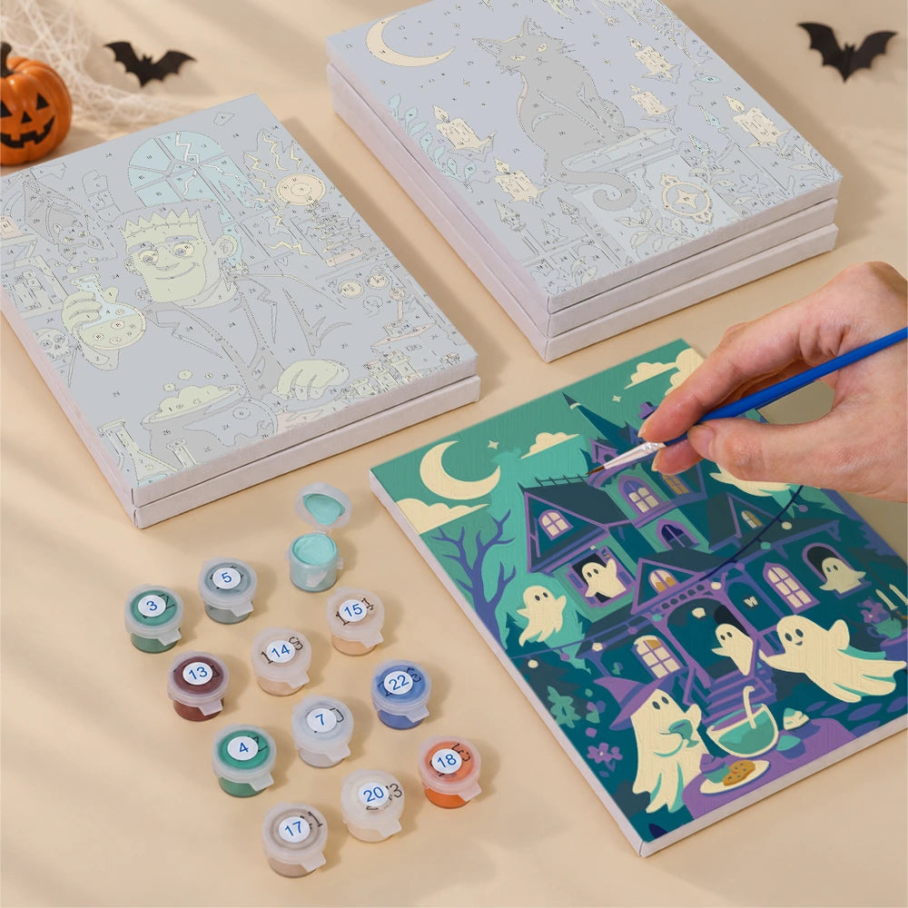Paint by Numbers – 6 Mini Paintings | Monster Mansion Night Set