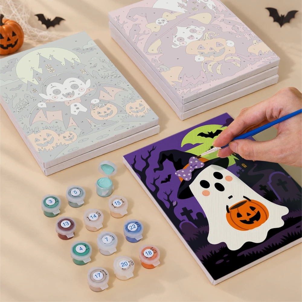 Paint by Numbers – 6 Mini Paintings | Neon Graveyard Characters Set