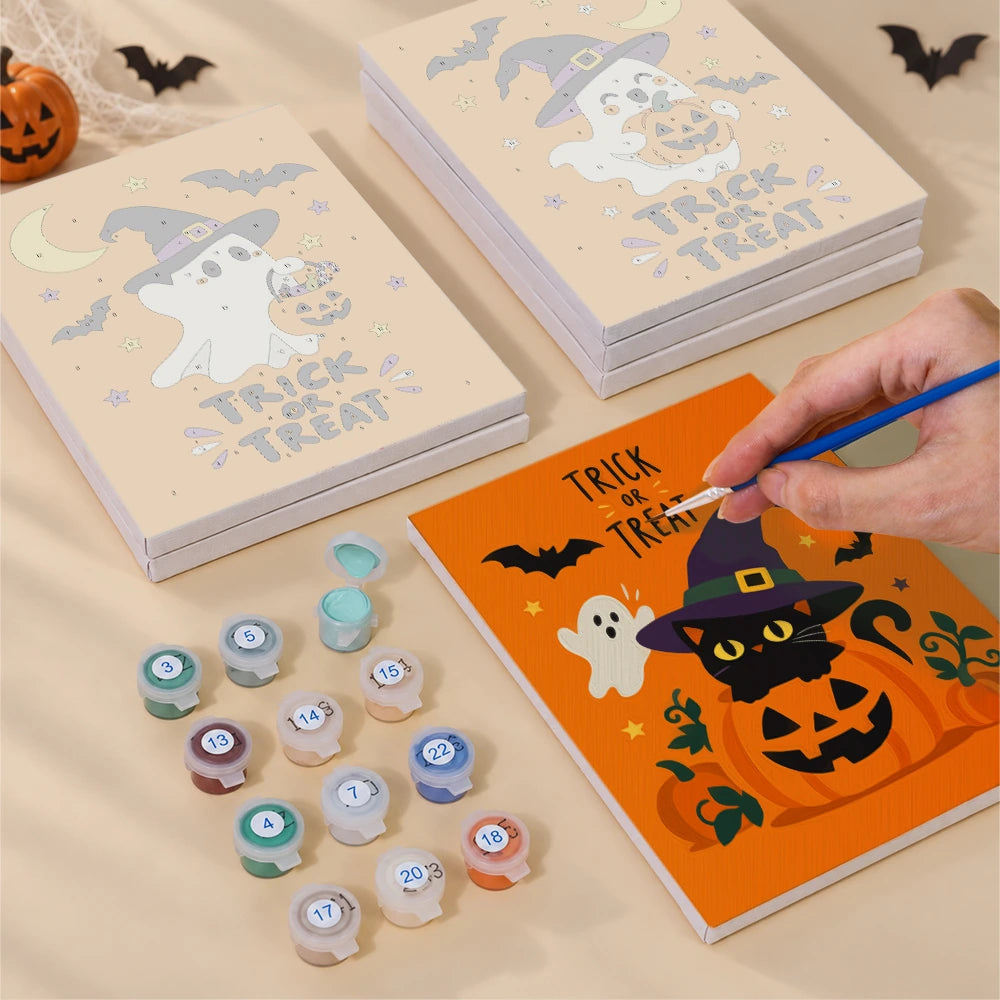 Paint by Numbers – 6 Mini Paintings | Orange Trick or Treat Ghosts Set