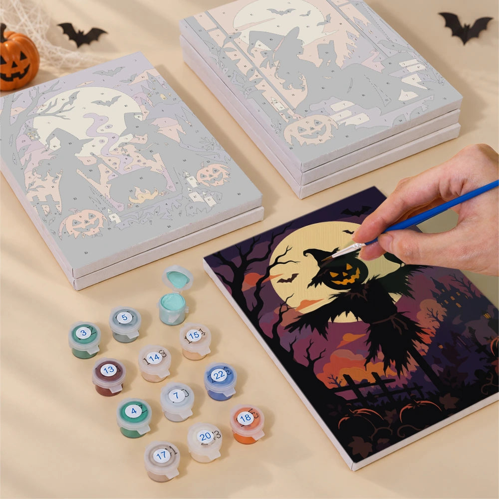 Paint by Numbers – 6 Mini Paintings | Silhouettes Under the Full Moon Set