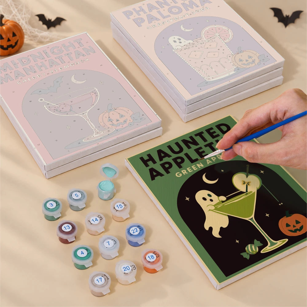 Paint by Numbers – 6 Mini Paintings | Spooky Cocktail Posters Set