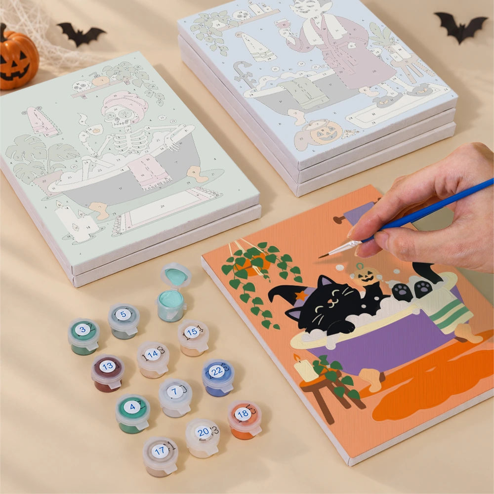 Paint by Numbers – 6 Mini Paintings | Spooky Spa Day Set