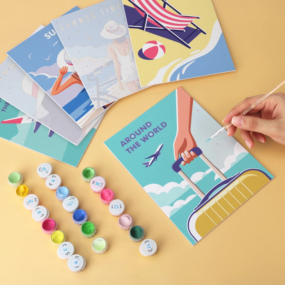 
Paint by Numbers – 6 Mini Paintings | Summer Time Travel Posters