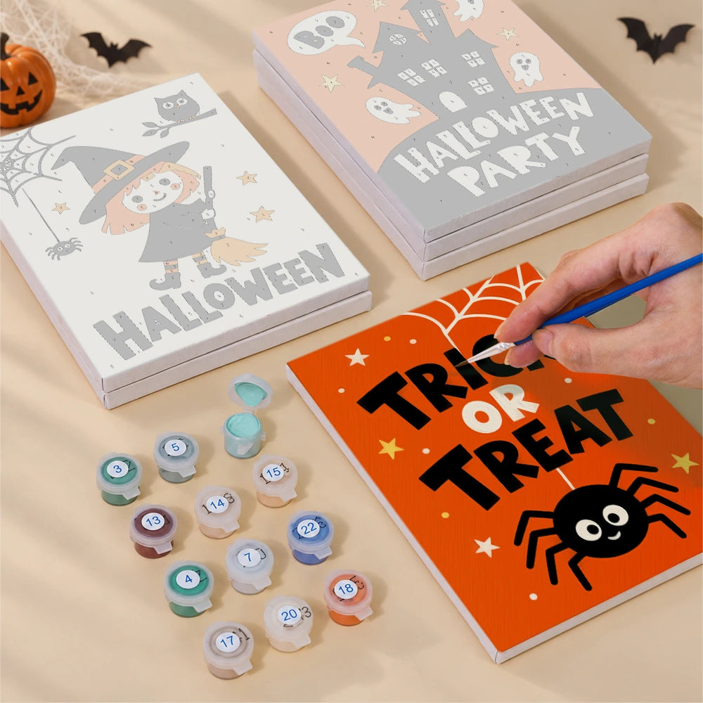 Paint by Numbers – 6 Mini Paintings | Trick or Treat Party Posters Set