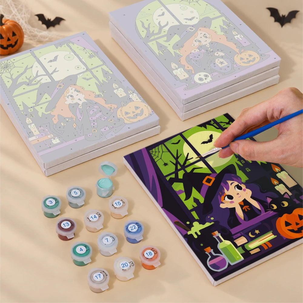 Paint by Numbers – 6 Mini Paintings | Witches at the Window Set
