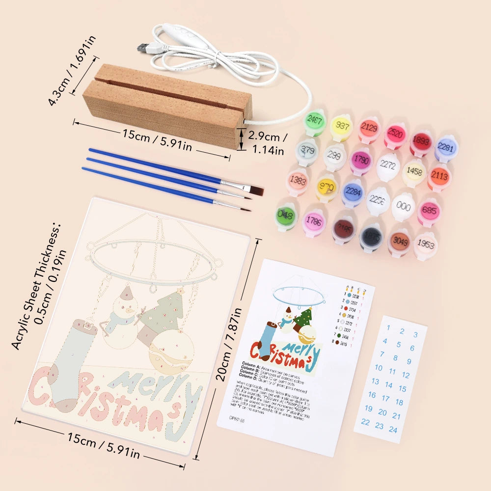 Paint by Numbers - Christmas Light | Christmas Mobile with Stocking