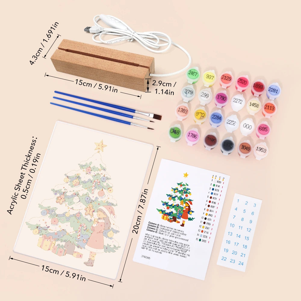 Paint by Numbers - Christmas Light | Girl at the Snowy Tree