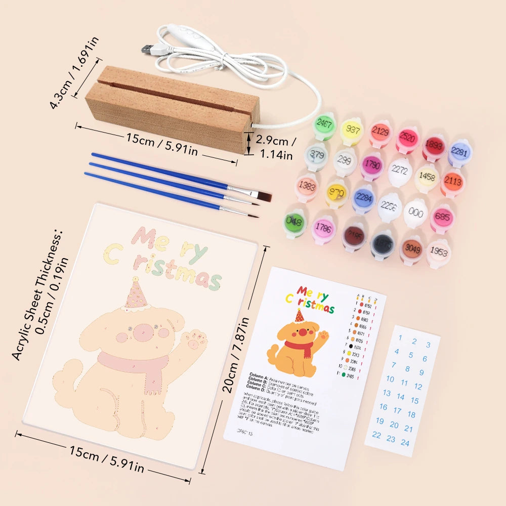 Paint by Numbers - Christmas Light | Party Puppy Waving Hello