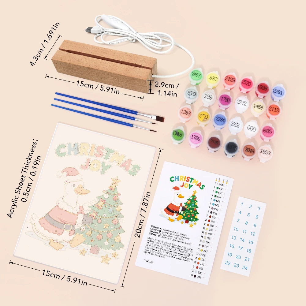 Paint by Numbers - Christmas Light | Santa Duck Decorating the Tree