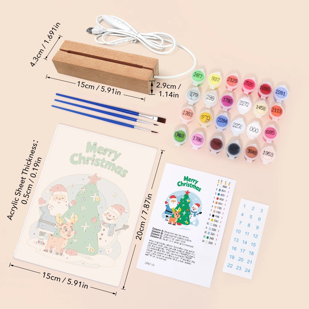 Paint by Numbers - Christmas Light | Santa and Friends at the Tree