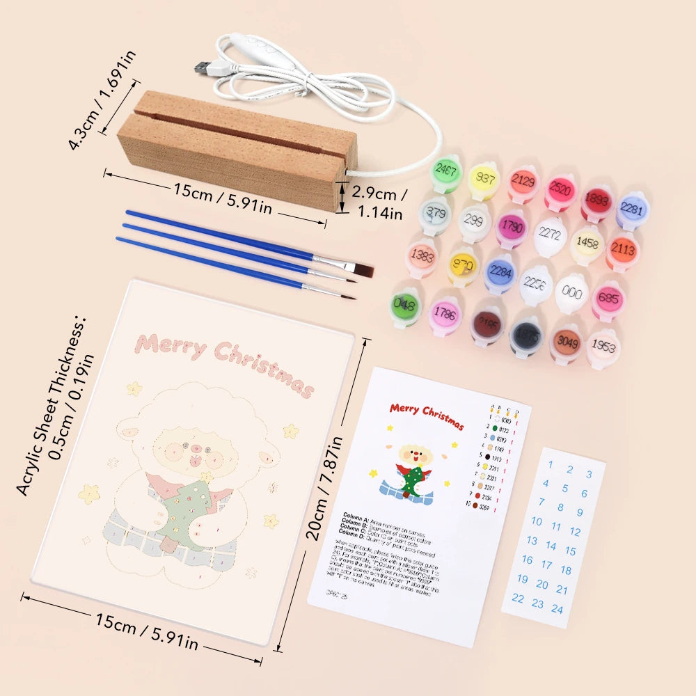 Paint by Numbers - Christmas Light | Sheep Holding a Christmas Tree