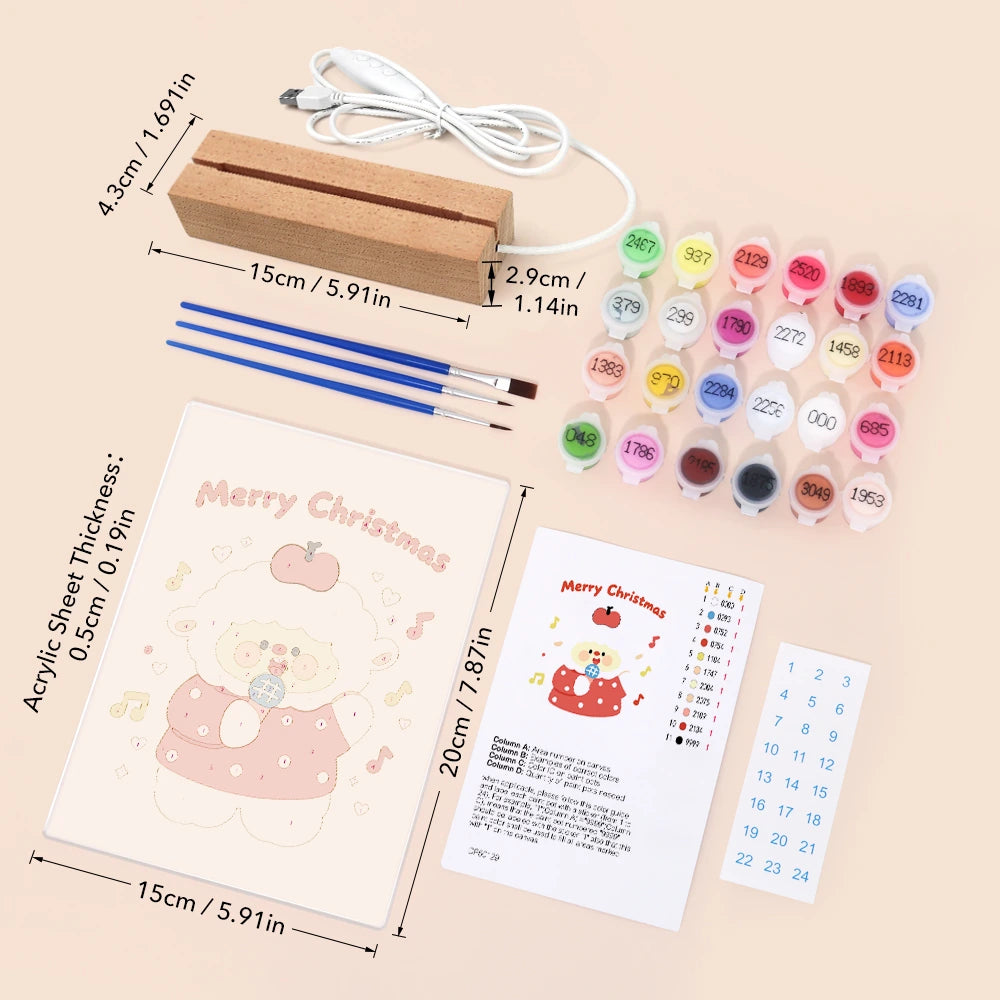 Paint by Numbers - Christmas Light | Singing Sheep with an Apple
