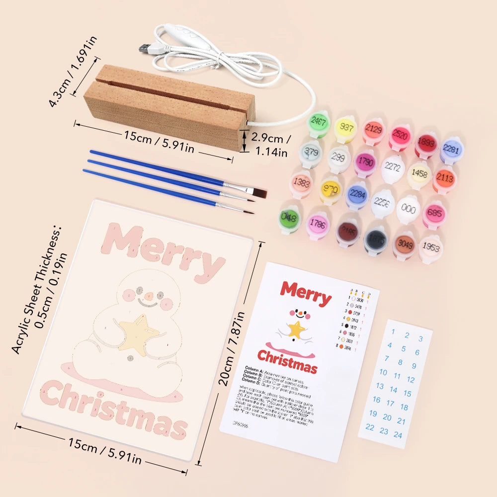 Paint by Numbers - Christmas Light | Snowman Holding a Star