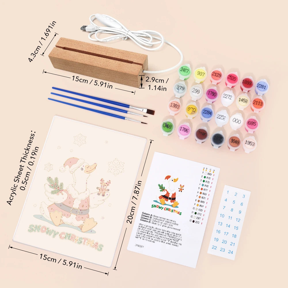 Paint by Numbers - Christmas Light | Snowy Christmas Duck