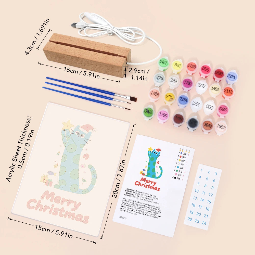 Paint by Numbers - Christmas Light | Spotted Cat with a Star
