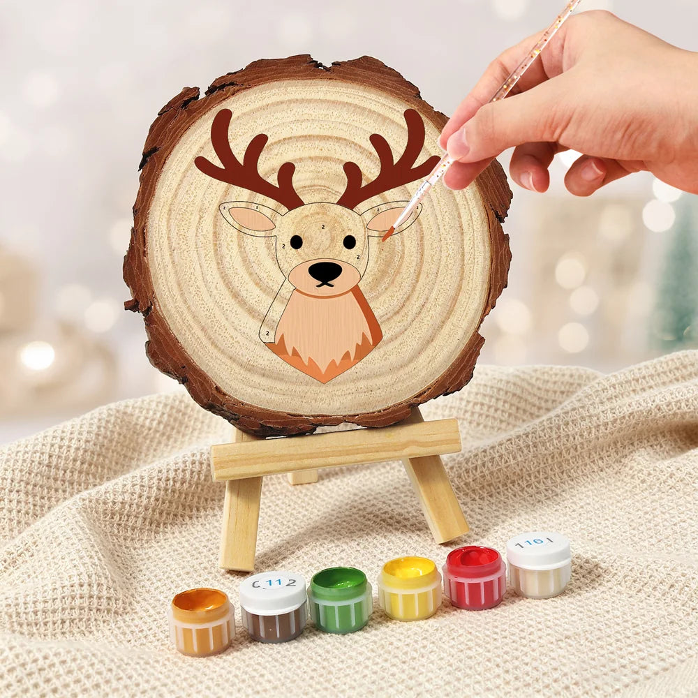 Paint by Numbers - Wood Slice | Reindeer Face