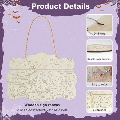 Paint by Numbers - Wooden Door Hanger | Bat at the Beach