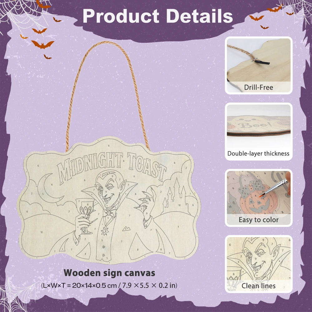 Paint by Numbers - Wooden Door Hanger | Midnight Toast