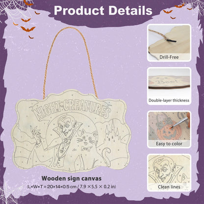 Paint by Numbers - Wooden Door Hanger | Night Creatures