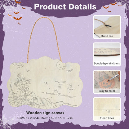 Paint by Numbers - Wooden Door Hanger | Scarecrow by the Sea at Night