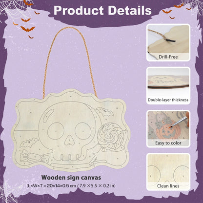 Paint by Numbers - Wooden Door Hanger | Skull with a Lollipop