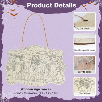 Paint by Numbers - Wooden Door Hanger | Welcome Foolish Mortals Scarecrow at the Gate