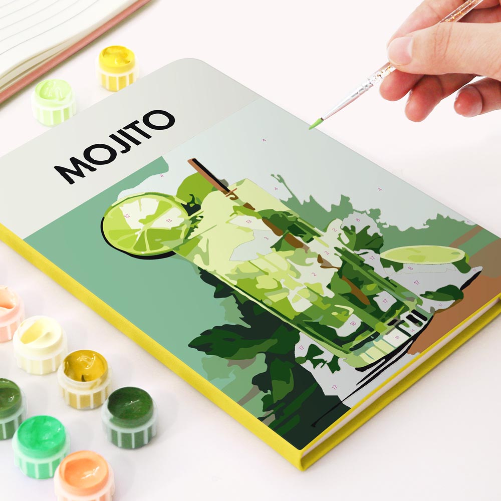Paint by Numbers Hardcover Journal Notebook - Mojito Cocktail
