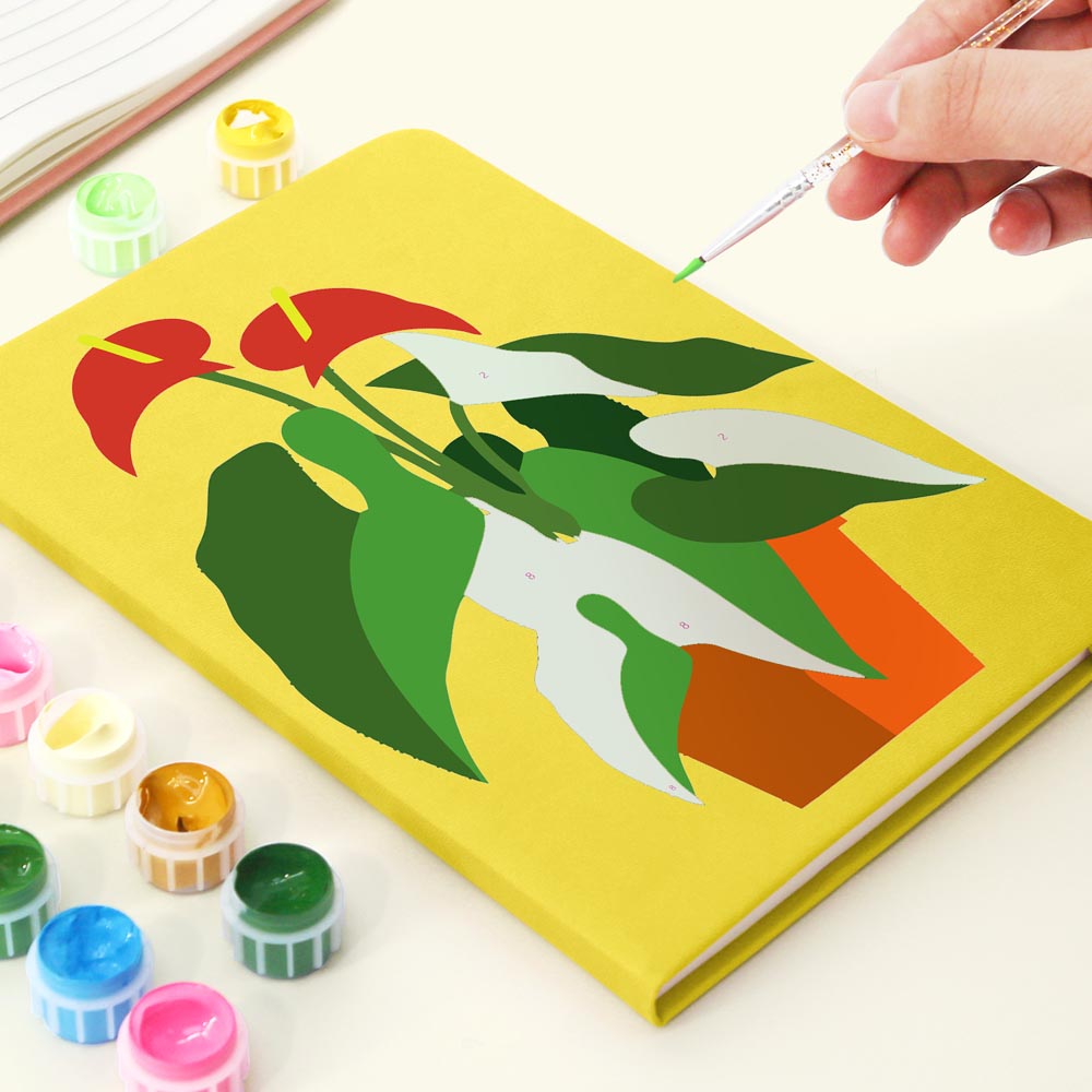 Paint by Numbers Hardcover Journal Notebook - Succulent Potted Plant