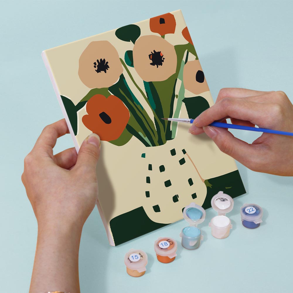 
Paint by Numbers – 6 Mini Paintings | Modern Floral Pop Art Set