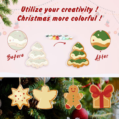 Paint by Numbers – 8 Christmas Ornaments – Angel, Gingerbread & Festive Cookie Set