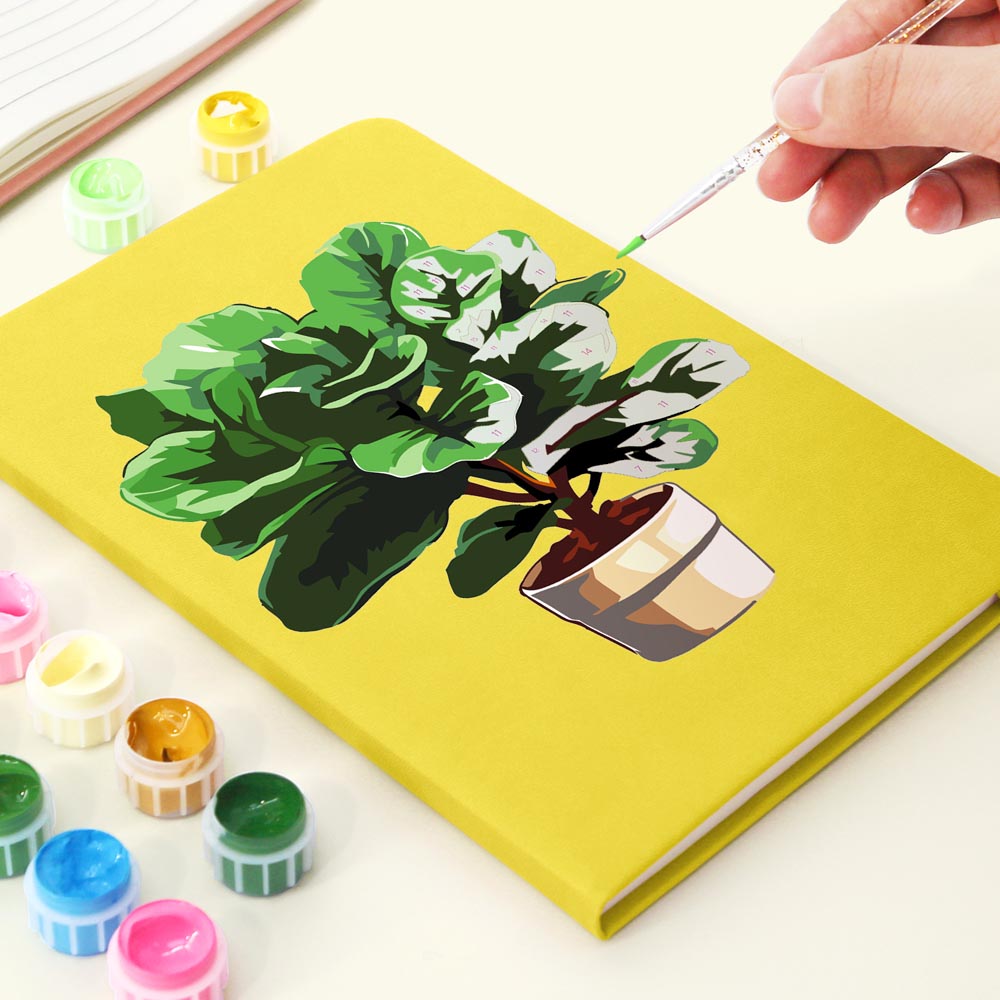 Paint by Numbers Hardcover Journal Notebook - Potted Plant