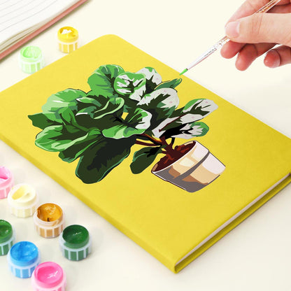 Paint by Numbers Hardcover Journal Notebook - Potted Plant