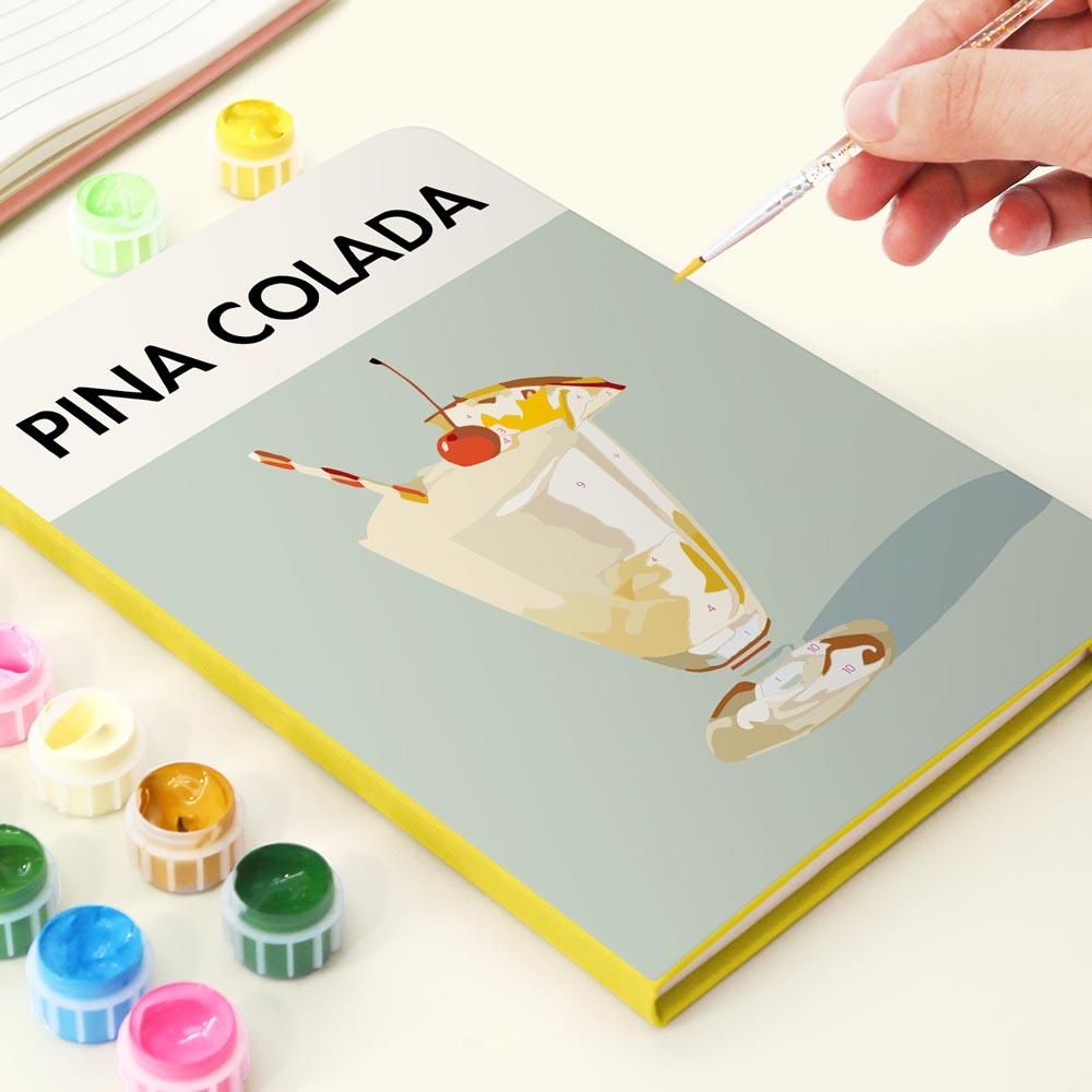 Paint by Numbers Hardcover Journal Notebook - Pina Colada Cocktail