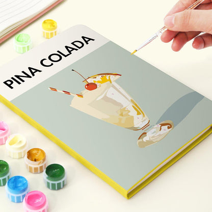 Paint by Numbers Hardcover Journal Notebook - Pina Colada Cocktail