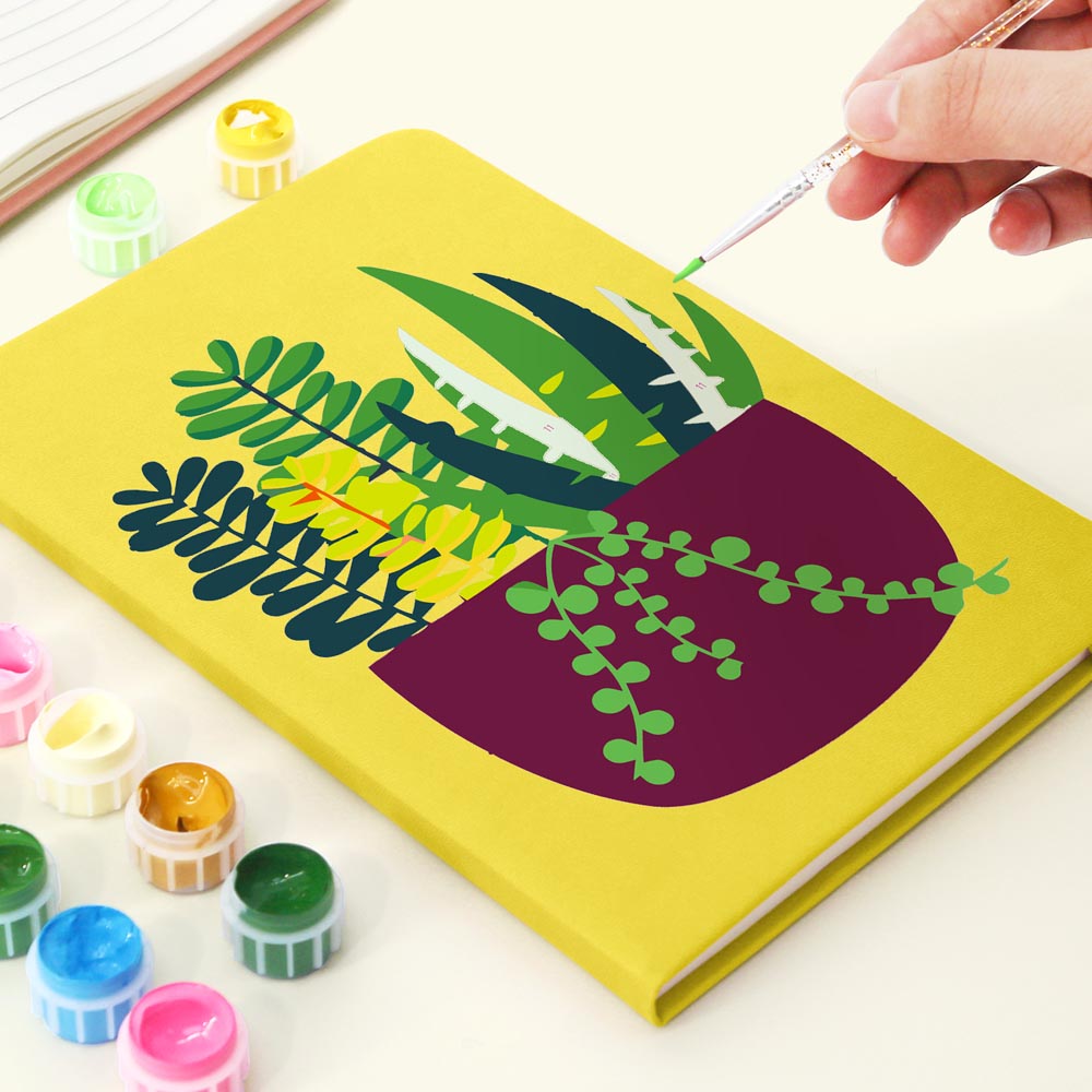 
Paint by Numbers Hardcover Journal Notebook - Succulent Potted Plant