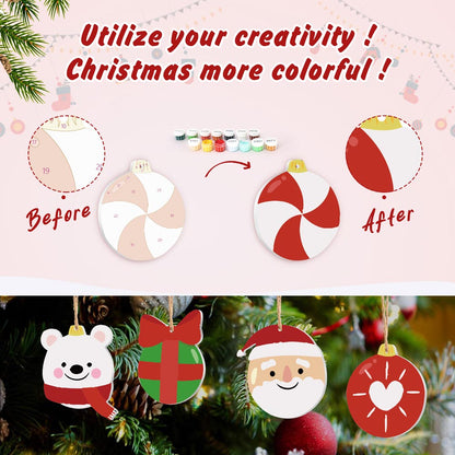 Paint by Numbers – 8 Christmas Ornaments – Polar Bear, Penguin & Festive Baubles Set