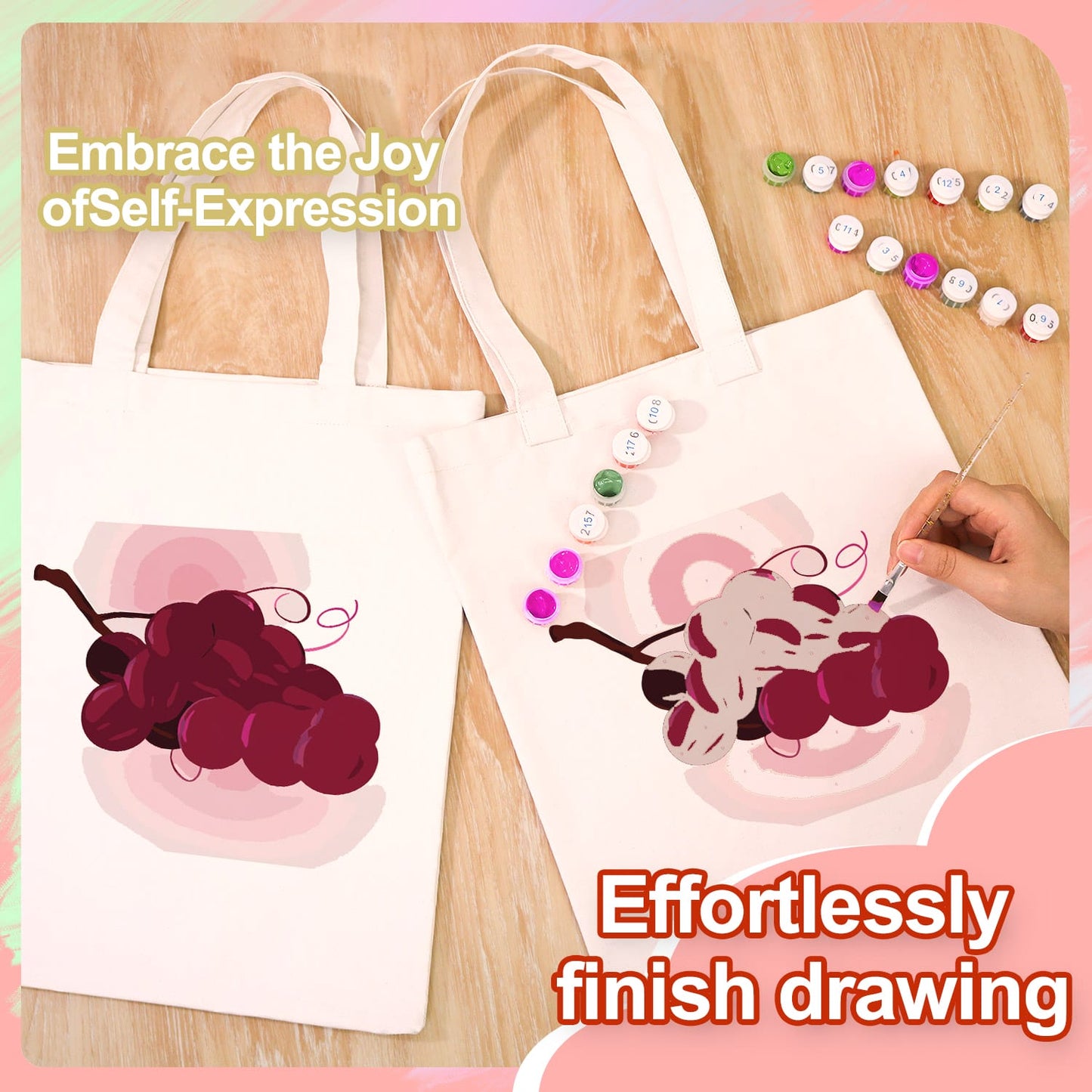 Paint by Numbers - DIY Totebag | Cherries